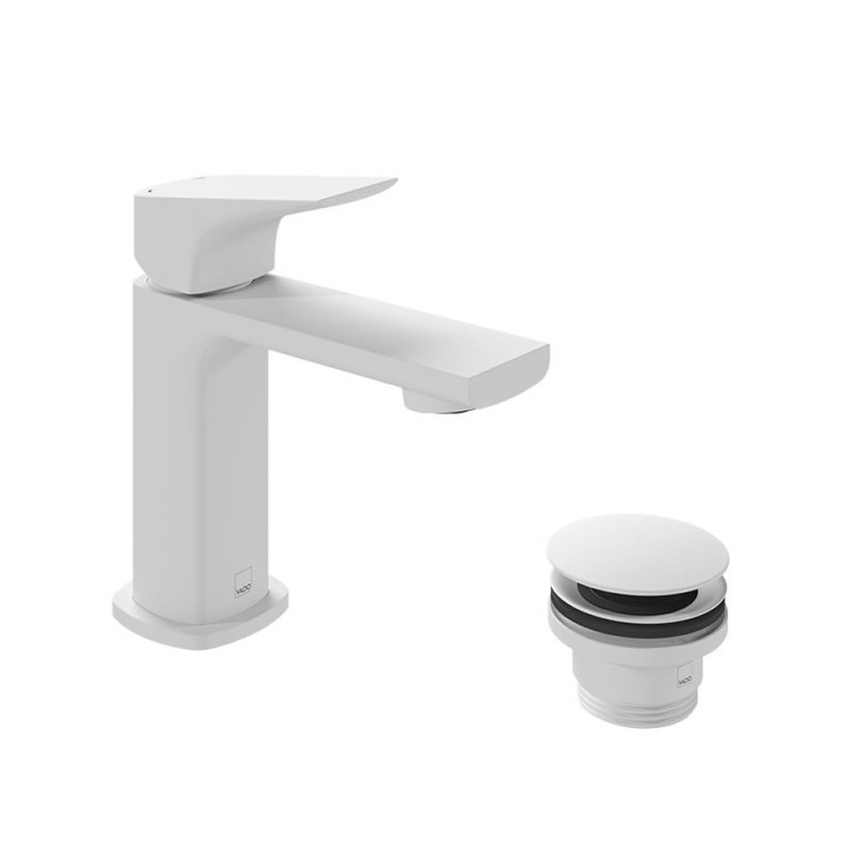 Vado Cameo Mini Levered Matt White Mono Basin Mixer With Waste